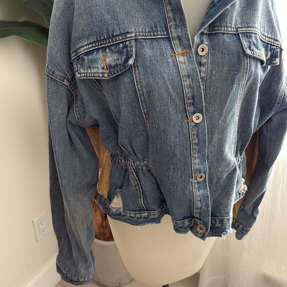 Fashion Nova Denim Jacket with Corduroy Detailing Medium Wash Women's Size XL - Picture 2 of 9